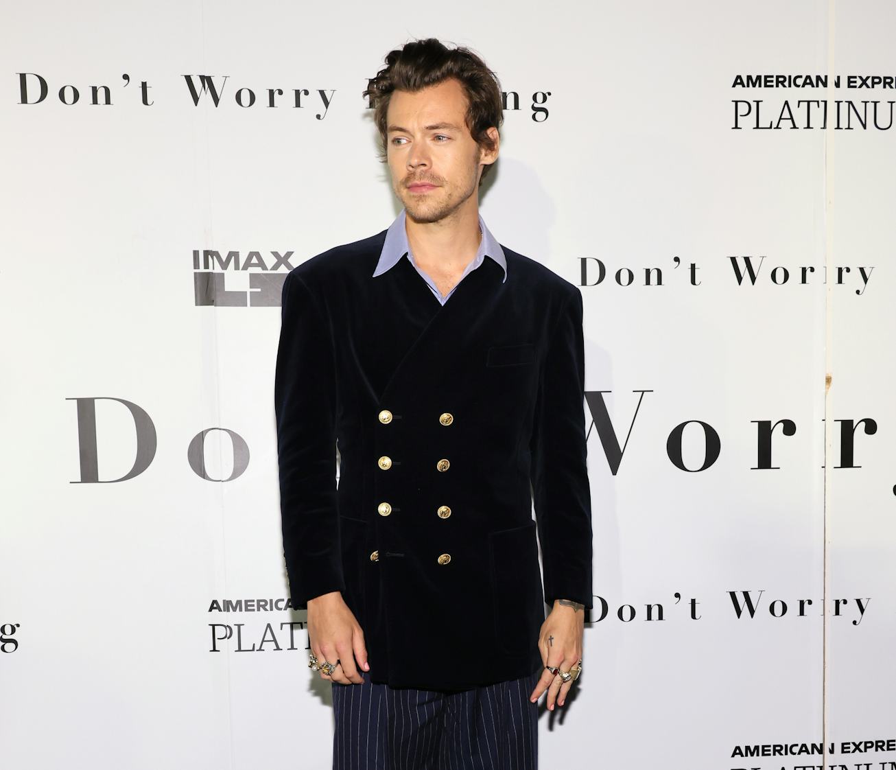 Harry Styles at the "Don't Worry Darling" premiere in New York City. 