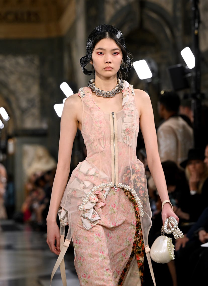 Red eyeliner was the makeup look at Simone Rocha's show during London Fashion Week September 2022 on...