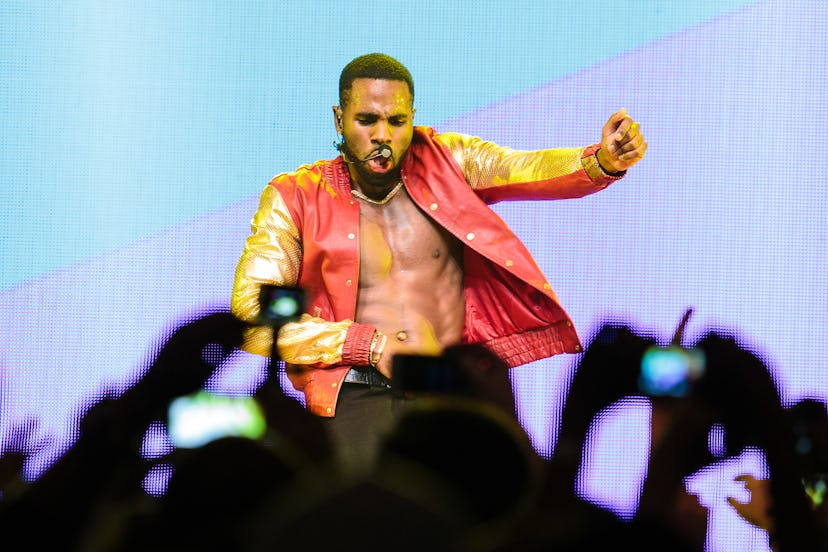 SAO PAULO, BRAZIL - NOVEMBER 13: Jason Derulo, singer, actor and dancer performs live on stage on No...