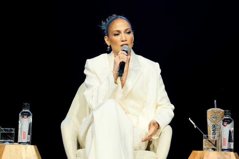 UNIVERSAL CITY, CALIFORNIA - SEPTEMBER 17: Jennifer Lopez speaks onstage as Jennifer Lopez joins Gra...