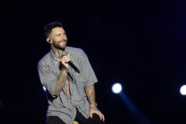 TEL AVIV, ISRAEL - MAY 09: Adam Levine performs during the Maroon 5 Performance at Hayarkon Park on ...
