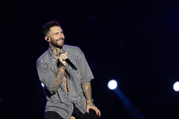 TEL AVIV, ISRAEL - MAY 09: Adam Levine performs during the Maroon 5 Performance at Hayarkon Park on ...
