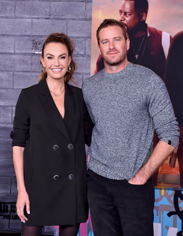 Elizabeth Chambers speaks out on Armie Hammer controversy. Here, they attend the Premiere of Columbi...
