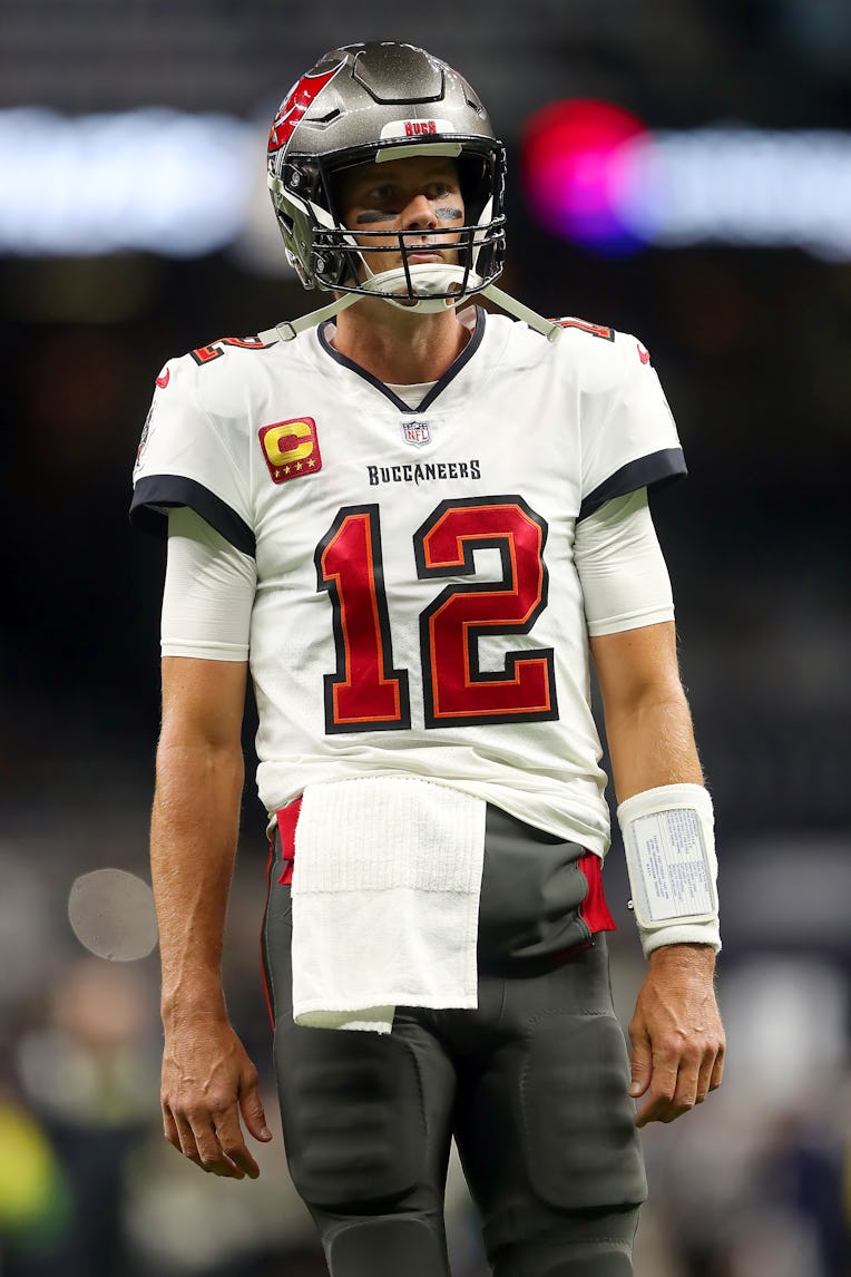 NEW ORLEANS, LA - SEPTEMBER 18: Tampa Bay Buccaneers quarterback Tom Brady (12) looks into the stand...