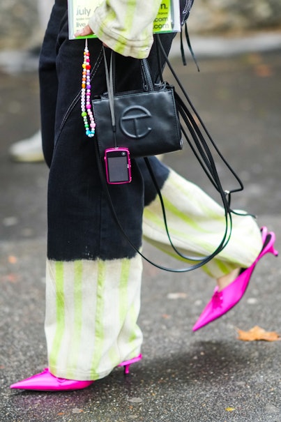 Accessory shot featuring a Telfar bag from Paris Fashion Week.