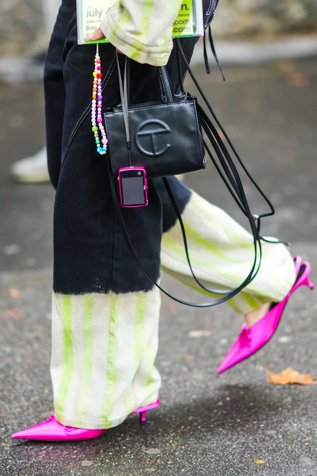 Accessory shot featuring a Telfar bag from Paris Fashion Week.