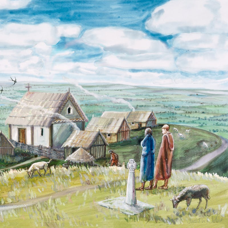 Monastic settlement, Glastonbury Tor, c11th century, (1990-2010). Somerset. Anglo Saxon monastic set...