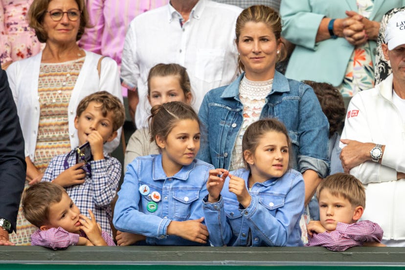 Mirka Federer, wife of Roger Federer with their children nine-year-old twin girls Charlene and Myla ...