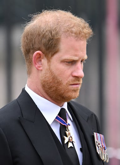 LONDON, ENGLAND - SEPTEMBER 19: Prince Harry, Duke of Sussex during the State Funeral of Queen Eliza...