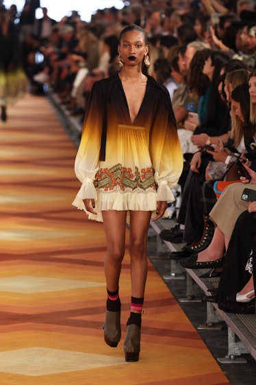 A model walking the runway at the Etro fashion show during the Milan Fashion Week Womenswear Spring/...