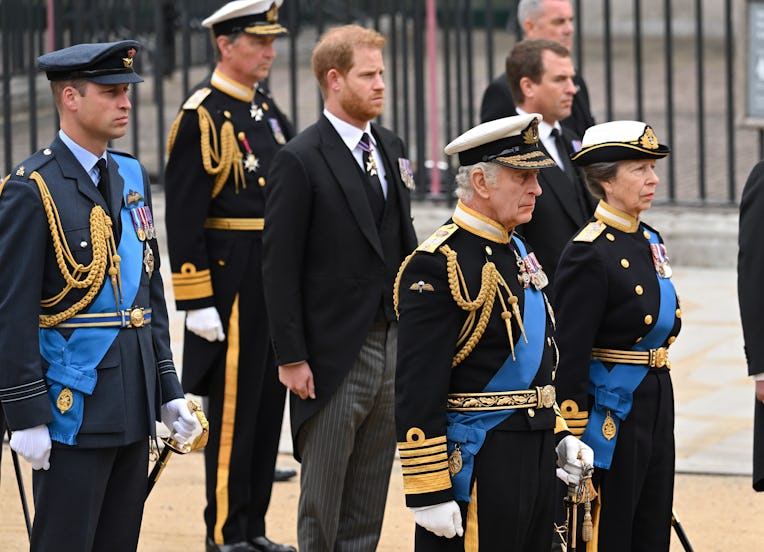 LONDON, ENGLAND - SEPTEMBER 19: (L-R) Prince William, Prince of Wales, Timothy Laurence, Prince Harr...