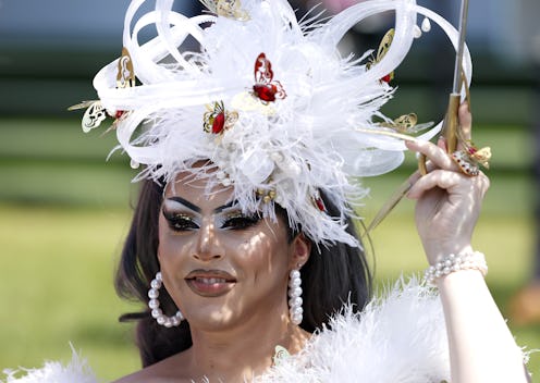 Drag Artist Cherry Valentine on Ladies Day during the Cazoo Derby Festival 2022 at Epsom Racecourse,...