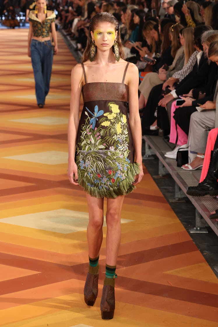 A model wearing Etro during the Milan Fashion Week Womenswear Spring/Summer 2023 