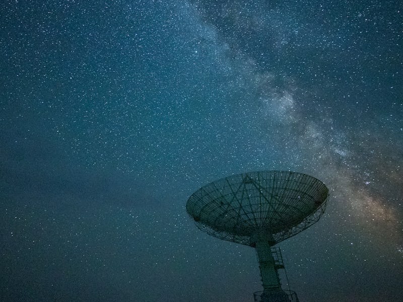 Radio telescope at night