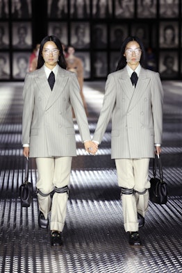 Models walk the runway of the Gucci Twinsburg Show during Milan Fashion Week Spring/Summer 2023