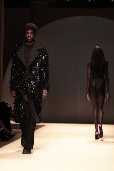 MILAN, ITALY - SEPTEMBER 22: Models walk the runway at the GCDS fashion show during the Milan Fashio...