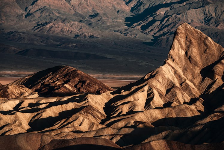 Death Valley National Park, California, USA - July, 2019: Zabriskie Point is a part of the Amargosa ...