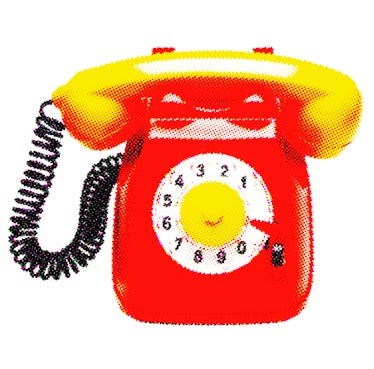Red and Yellow Rotary Phone