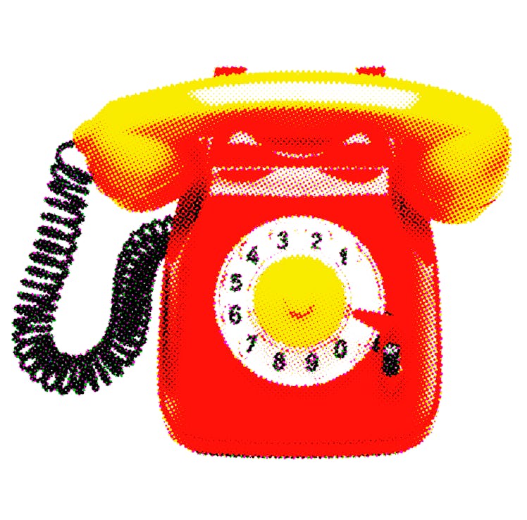 Red and Yellow Rotary Phone