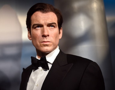 A waxwork of actor Pierce Brosnan playing the role of James Bond, at Madame Tussauds in Berlin, Germ...