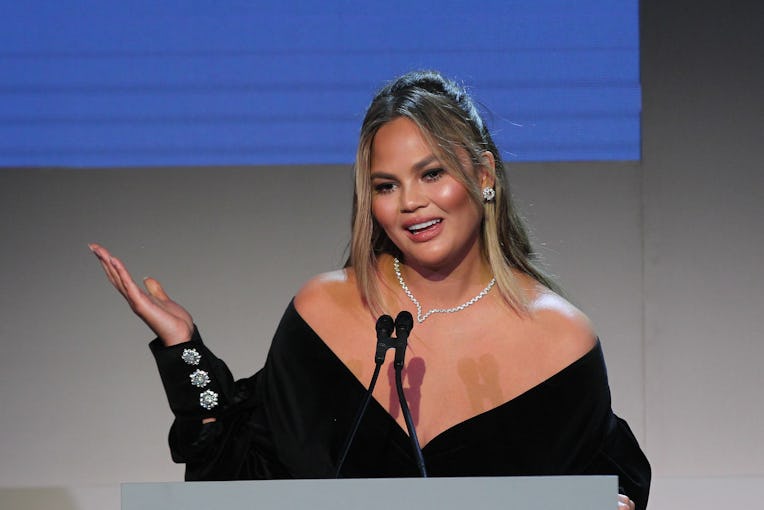 NEW YORK, NY - NOVEMBER 07: Chrissy Teigen speaks on stage at the WSJ. Magazine 2018 Innovator Award...