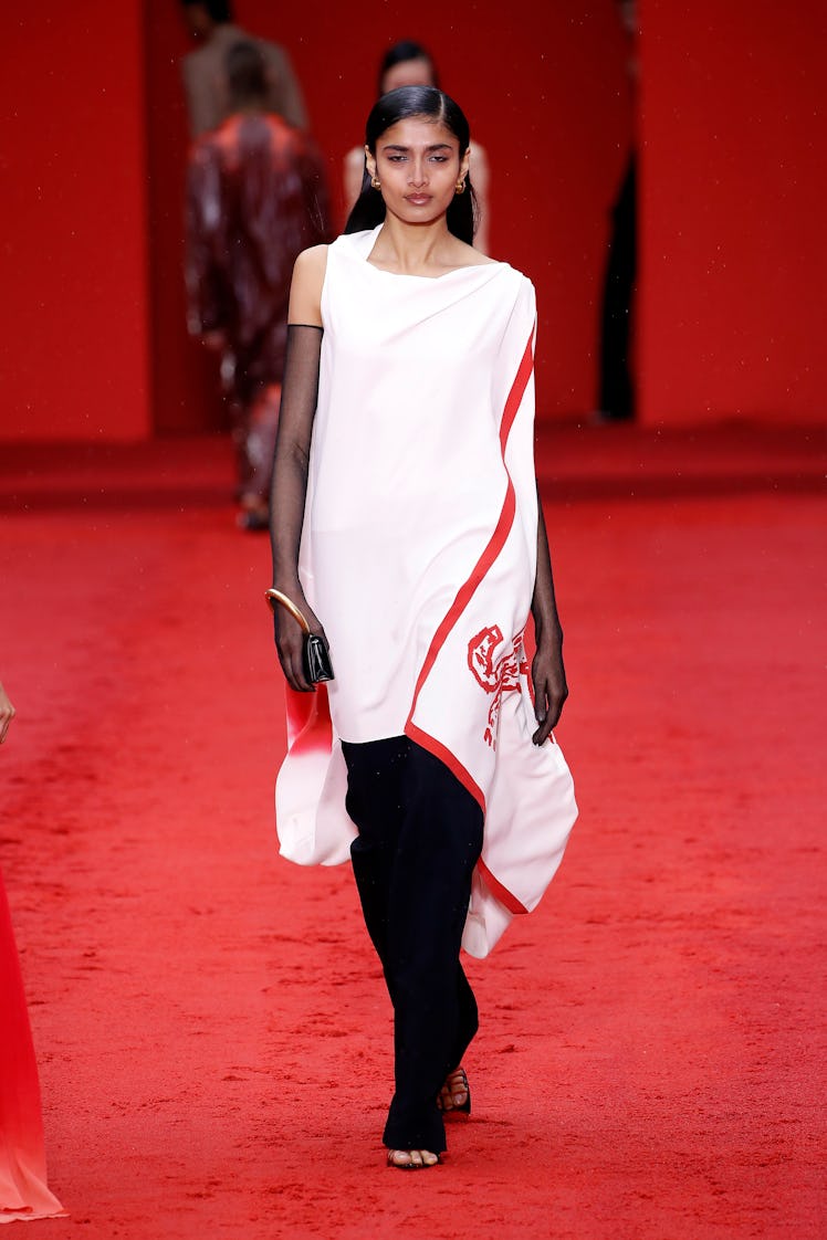 A model wearing a look from Salvatore Ferragamo's Spring/Summer 2023 collection