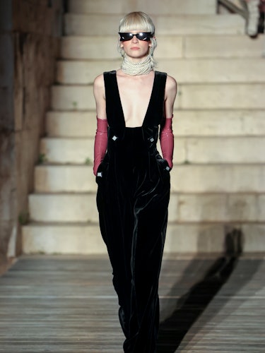CASTEL DEL MONTE, ITALY - MAY 16: A model walks the runway during Gucci Cosmogonie at Castel Del Mon...