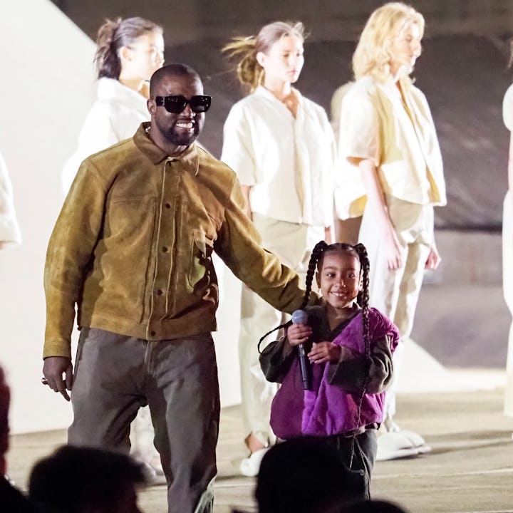 Kanye West and North West during Paris Fashion Week 2020/2021. The rapper opened up to ABC News abou...