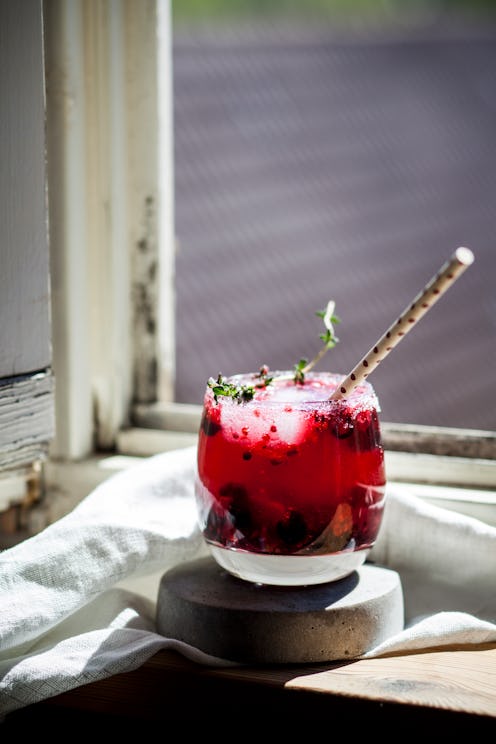A red Mezcal cocktail