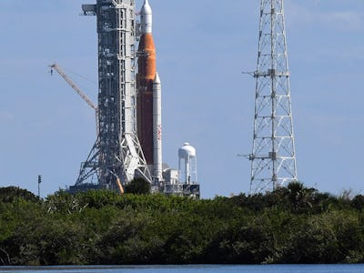 CAPE CANAVERAL, FLORIDA, UNITED STATES - 2022/09/24: Nasas Artemis I moon rocket stands at launch pa...