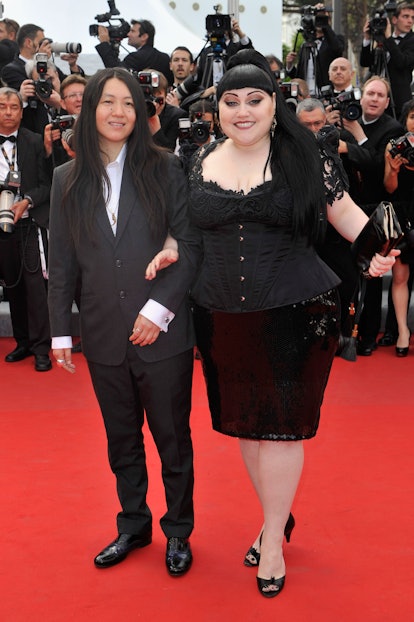 Singer Beth Ditto (R) and girlfriend Kristin Ogata attend the "De Rouille et D'os" Premiere during t...