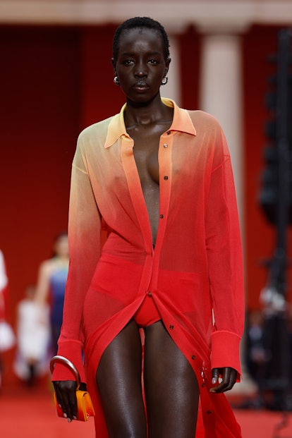 A model walks the runway of the Salvatore Ferragamo Fashion Show during the Milan Fashion Week 
