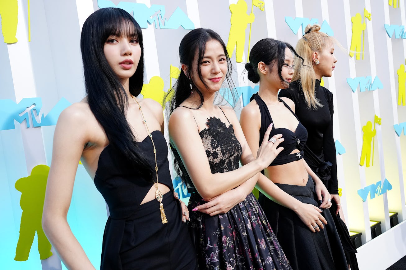 NEWARK, NEW JERSEY - AUGUST 28: (L-R) Lisa, Jisoo, Jennie, and Rosé of BLACKPINK attend the 2022 MTV...