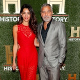 WASHINGTON, DC - SEPTEMBER 24: Amal Clooney and George Clooney attend HISTORYTalks 2022 on September...