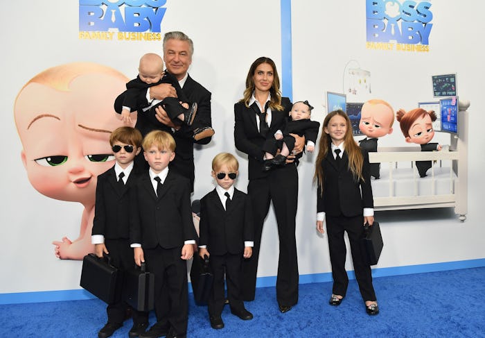 US actor Alec Baldwin (L), wife Hilaria Baldwin (R) and their children attend DreamWorks Animation's...