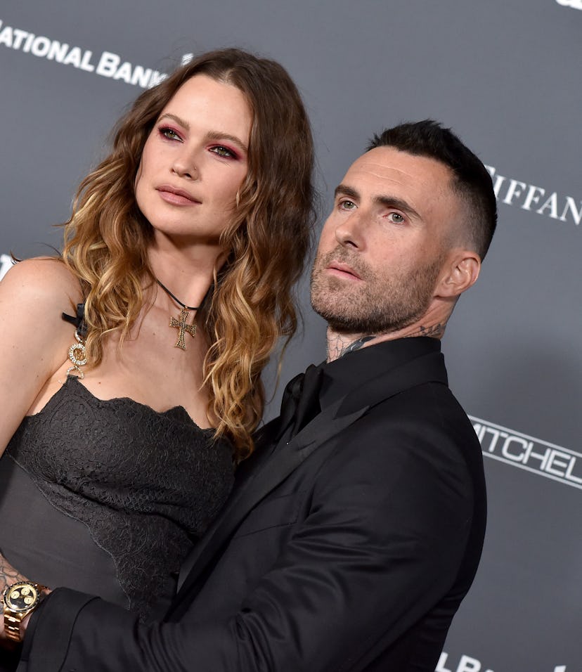 WEST HOLLYWOOD, CALIFORNIA - NOVEMBER 13: Behati Prinsloo and Adam Levine attend Baby2Baby 10-Year G...