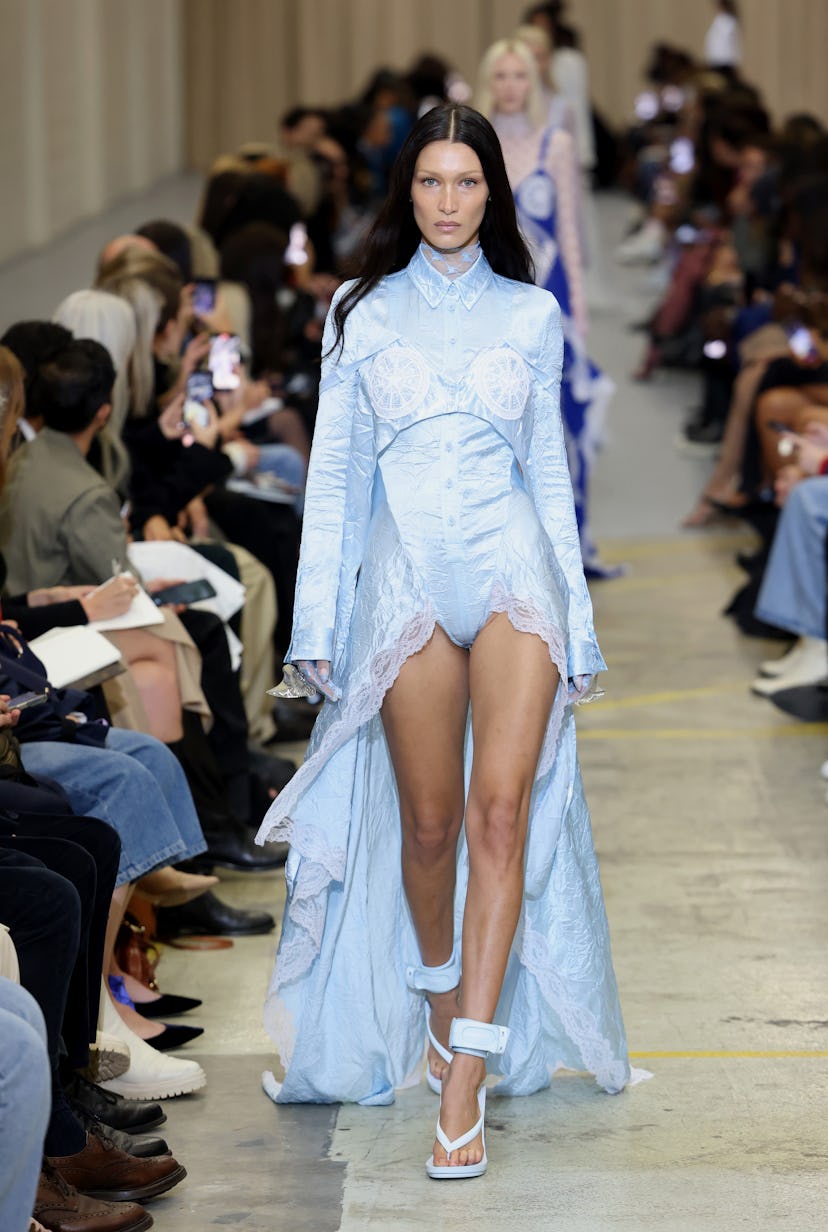 Bella Hadid walks the runway at the Burberry show during London Fashion Week September 2022