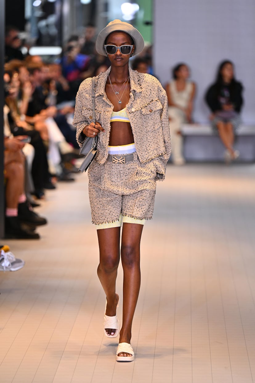 A model walks the  Benetton runway during Milan Fashion Week 