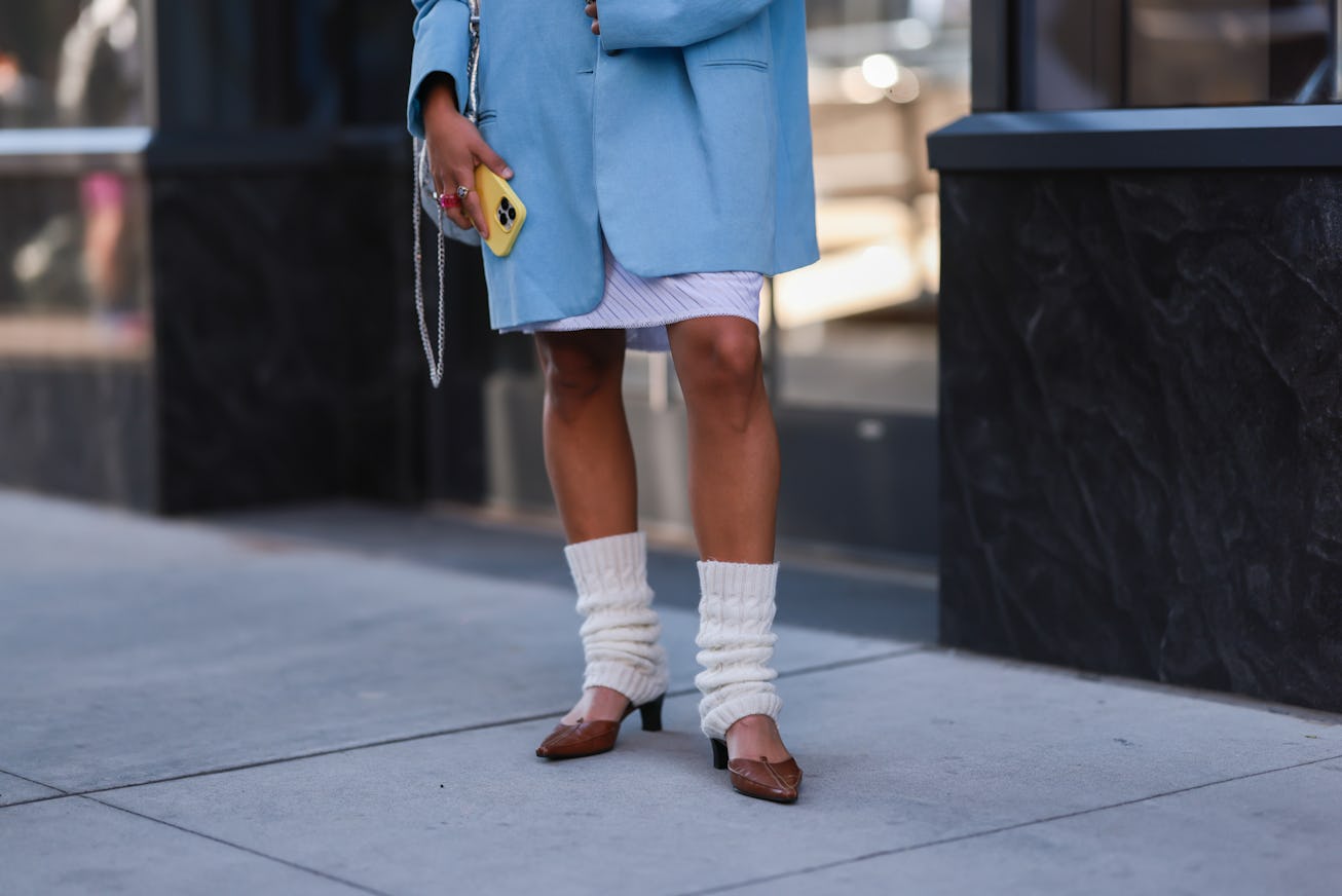 Leg warmers at Fashion Week.