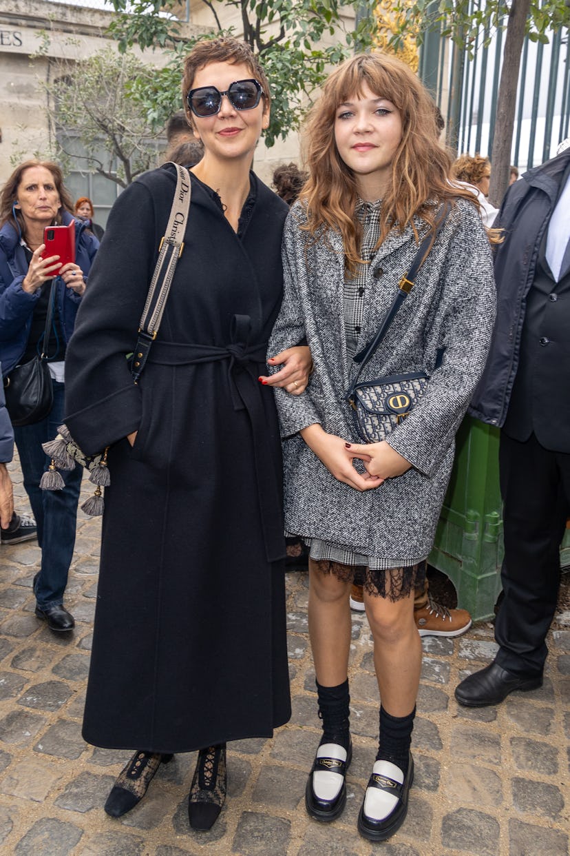 Maggie Gyllenhaal and daughter Ramona Sarsgaard at the Dior show in Paris