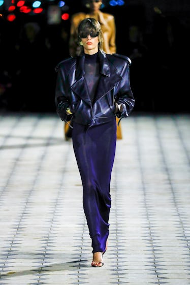 See All the very best Looks 7 PARIS, FRANCE - SEPTEMBER 27: (NEW YORK TIMES OUT) A model walks the runway during the Saint Laurent...