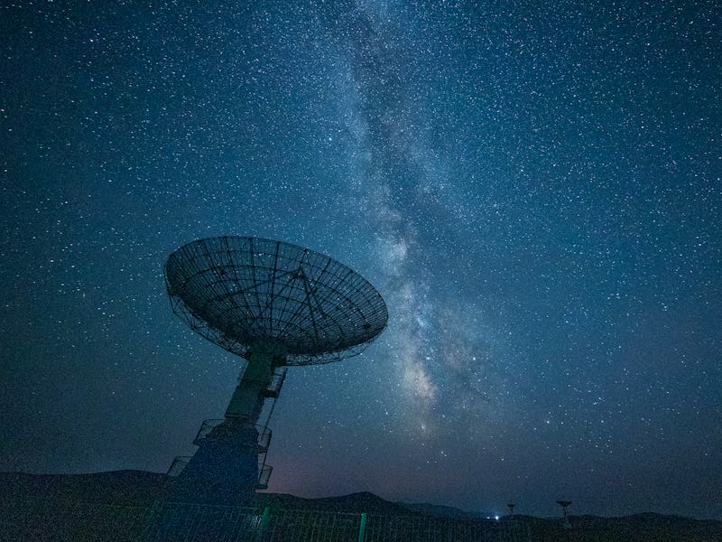 Radio telescope at night