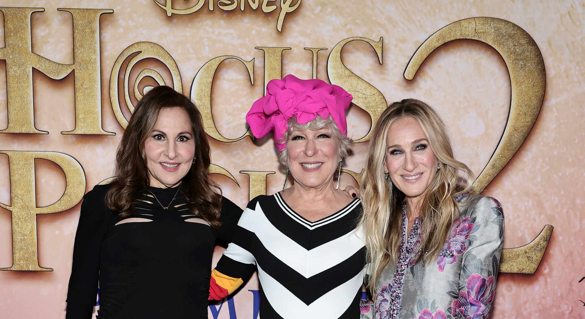 NEW YORK, NEW YORK - SEPTEMBER 27: (L-R) Kathy Najimy,  Bette Midler and Sarah Jessica Parker attend...