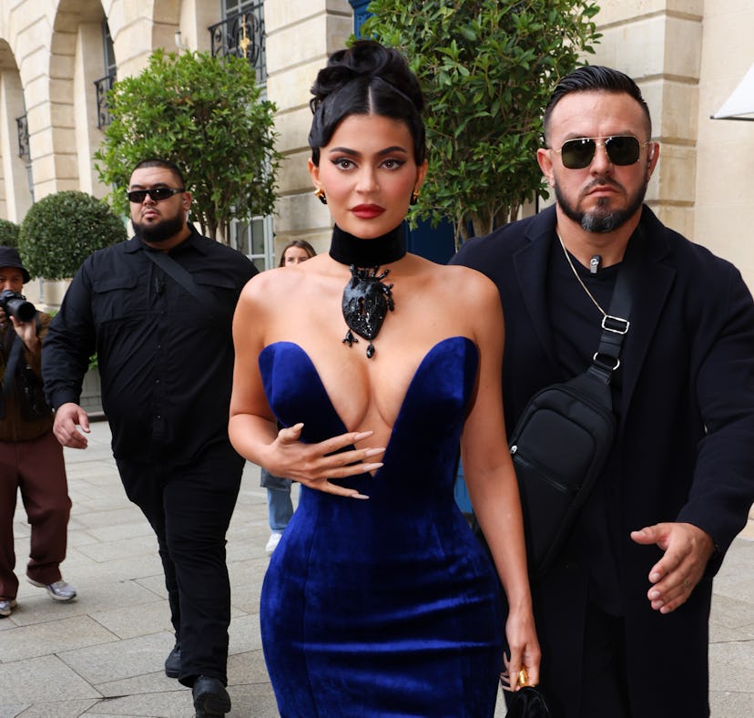 Kylie Jenner wore a huge anatomically correct heart choker outside the Ritz Hotel on September 29, 2...