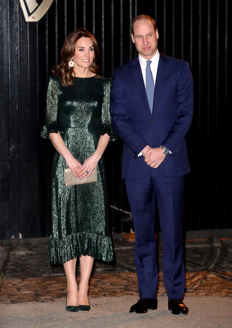 Kate Middleton wears a glittery emerald dress as part of Kate Middleton's fashion evolution as she p...