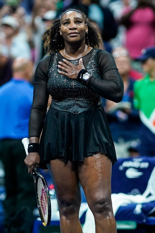 NEW YORK - NEW YORK - SEPTEMBER 2: Serena Williams of United States greets the crowd after being def...