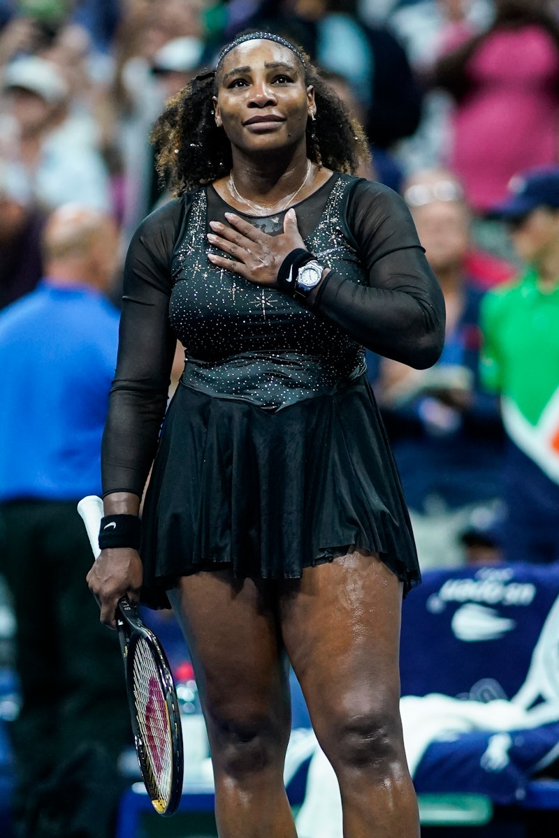 NEW YORK - NEW YORK - SEPTEMBER 2: Serena Williams of United States greets the crowd after being def...