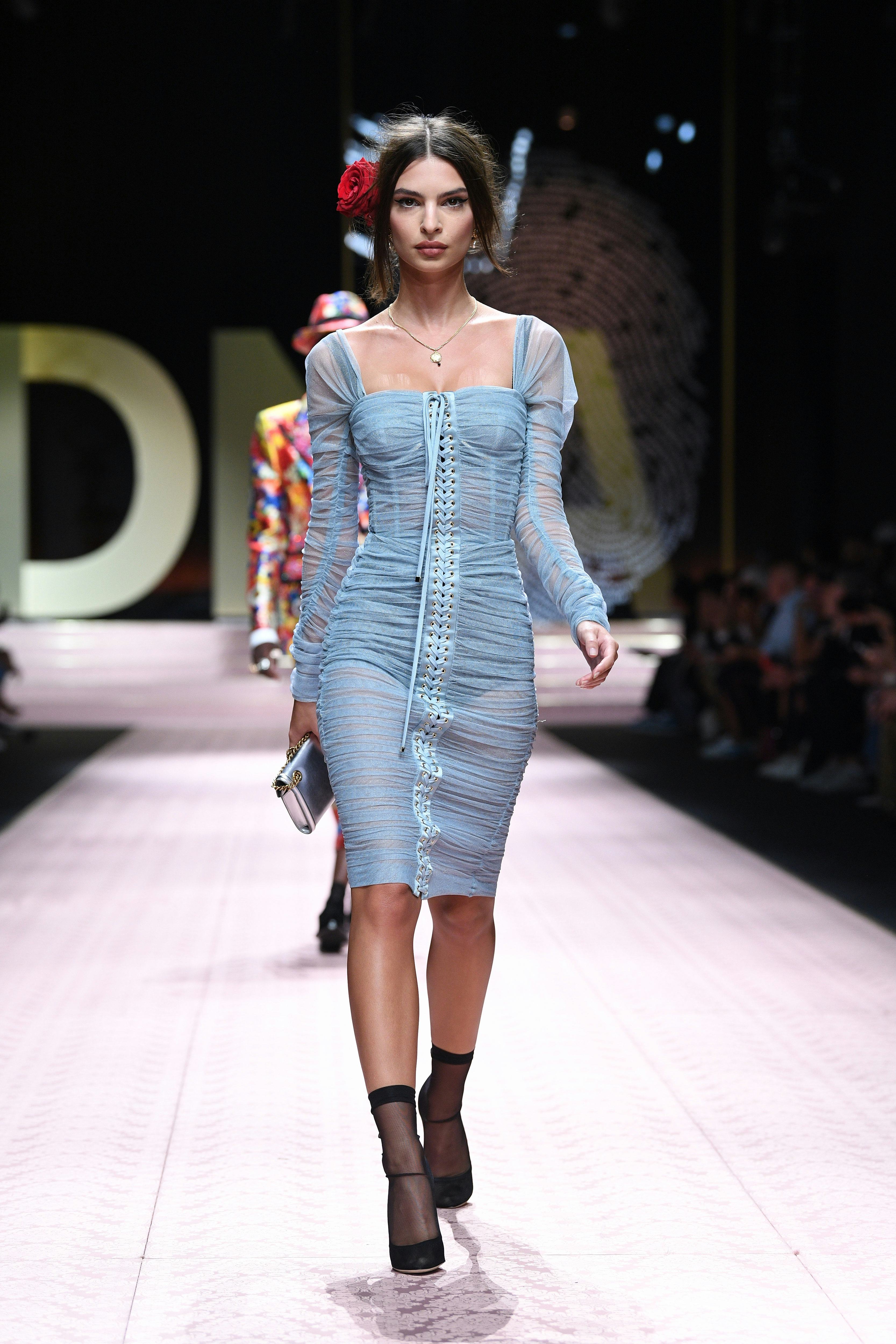 Emily Ratajkowski walks the runway at the Dolce &amp; Gabbana show during Milan Fashion Week Spring/Summ&hellip;