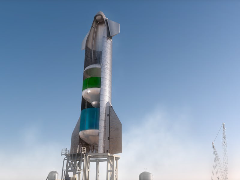 Cutaway illustration of the SpaceX Starship rocket, created on February 3, 2021. Starship is a reusa...