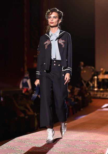 Emily Ratajkowski walks the runway at the Marc Jacobs Spring 2016 